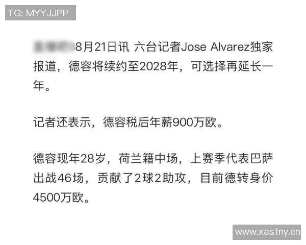 德容与塞尔续约至2029年年薪达900万至1000万欧解约金高达5亿欧